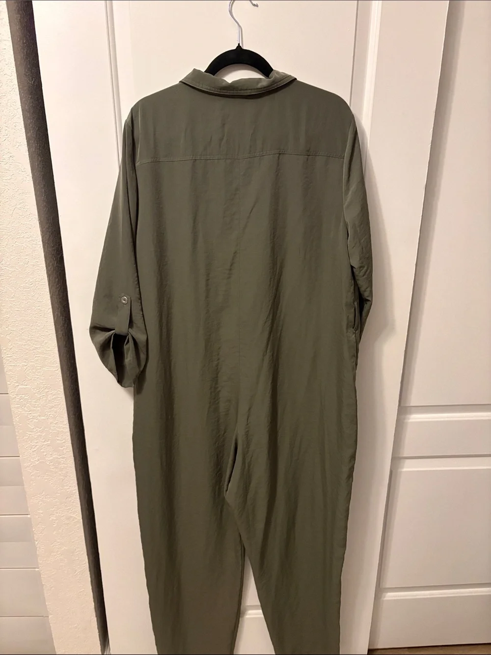 Utility Zip-Front Jumpsuit in Olive - Women's Long Sleeve Romper - Picture 3 of 3